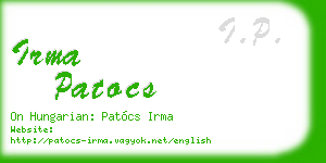 irma patocs business card